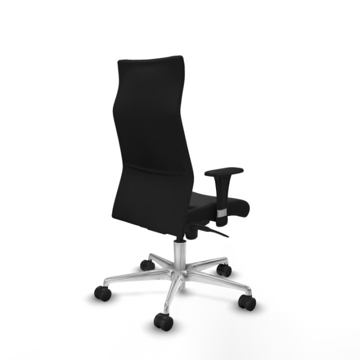 Albacete dirección sincro similpiel negro brazos 1D cromados base aluminio ruedas 65 nailon