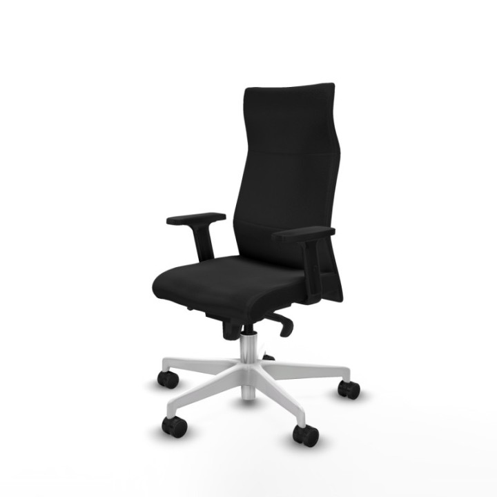 Albacete dirección sincro similpiel negro brazos 2D base blanca ruedas 65 nailon