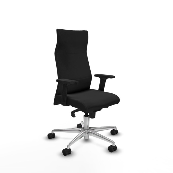 Albacete dirección sincro similpiel negro brazos 2D base aluminio ruedas 65 nailon