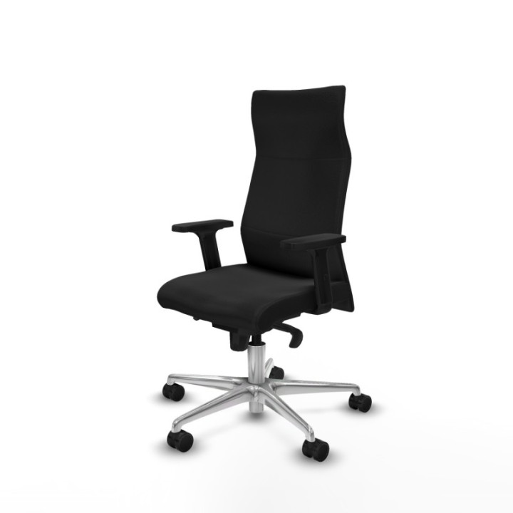 Albacete dirección sincro similpiel negro brazos 2D base aluminio ruedas 65 nailon