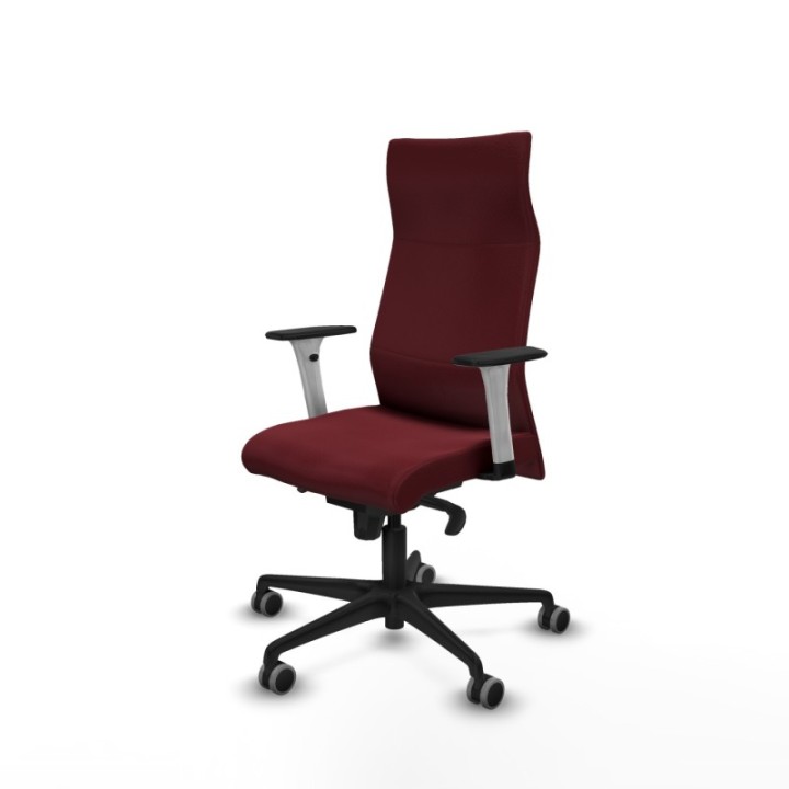 Albacete dirección sincro similpiel granate brazos 1D blancos base nailon ruedas 65 engomadas