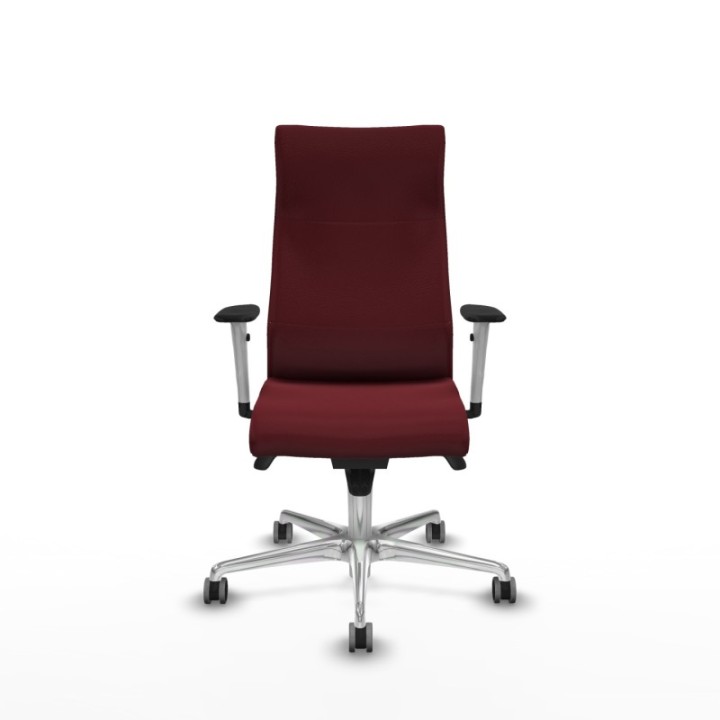 Albacete dirección sincro similpiel granate brazos 1D blancos base aluminio ruedas 65 engomadas