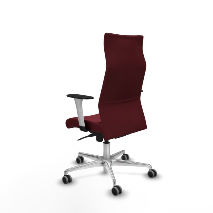 Albacete dirección sincro similpiel granate brazos 1D blancos base aluminio ruedas 65 engomadas