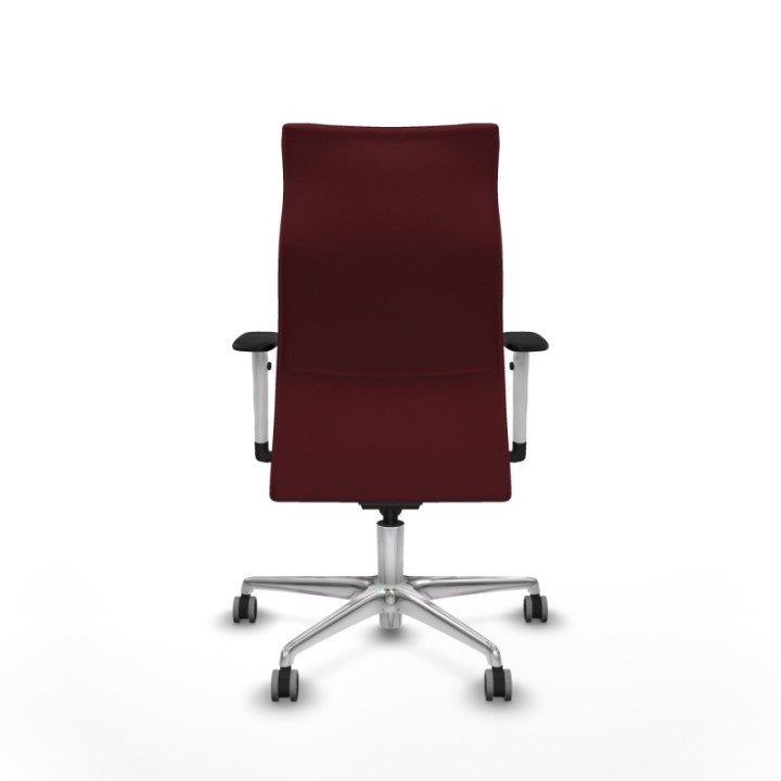 Albacete dirección sincro similpiel granate brazos 1D blancos base aluminio ruedas 65 engomadas