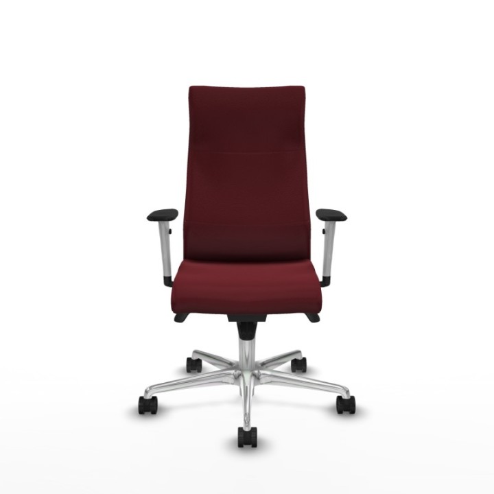 Albacete dirección sincro similpiel granate brazos 1D blancos base aluminio ruedas 65 nailon