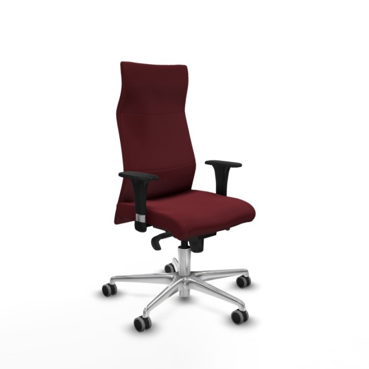 Albacete dirección sincro similpiel granate brazos 1D cromados base aluminio ruedas 65 engomadas