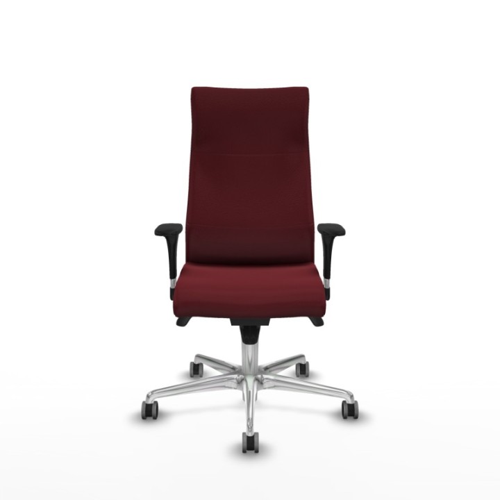 Albacete dirección sincro similpiel granate brazos 1D cromados base aluminio ruedas 65 engomadas