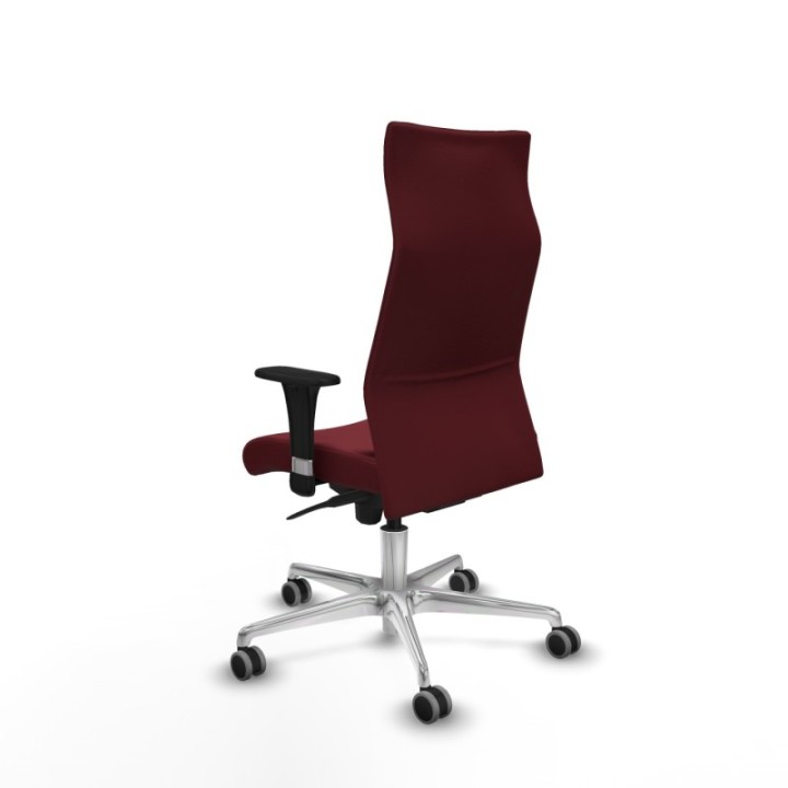 Albacete dirección sincro similpiel granate brazos 1D cromados base aluminio ruedas 65 engomadas