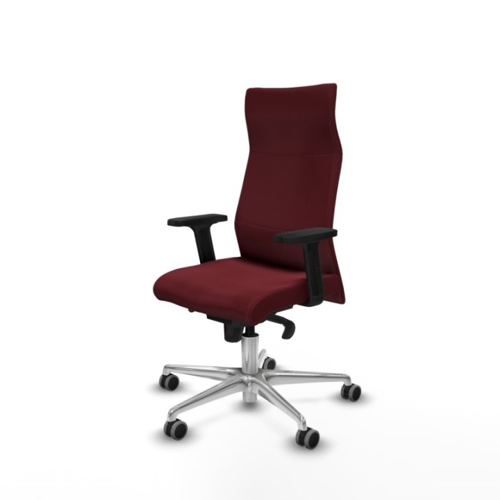 Albacete dirección sincro similpiel granate brazos 2D base aluminio ruedas 65 engomadas