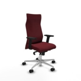 Albacete dirección sincro similpiel granate brazos 2D base aluminio ruedas 65 nailon