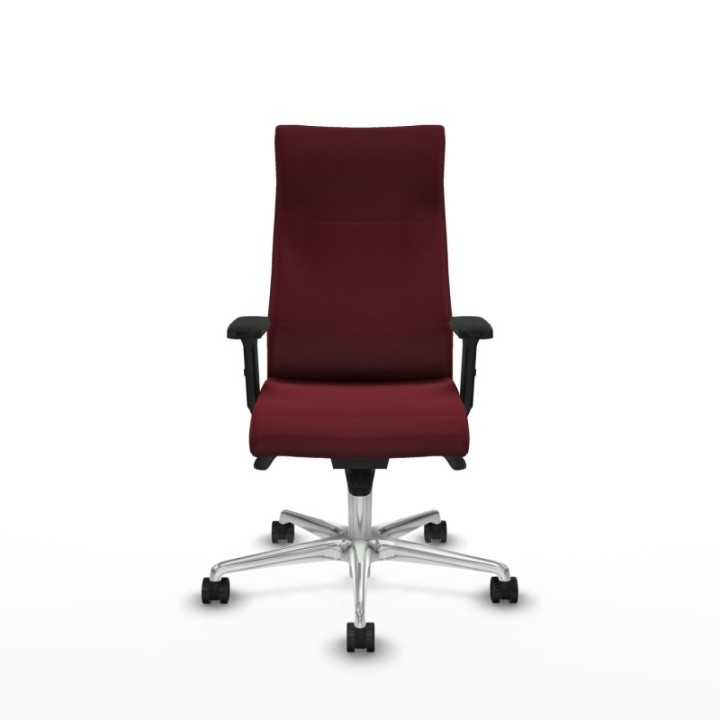 Albacete dirección sincro similpiel granate brazos 2D base aluminio ruedas 65 nailon