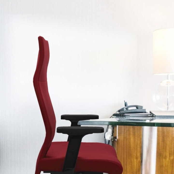 Albacete dirección sincro similpiel granate brazos 2D base aluminio ruedas 65 nailon