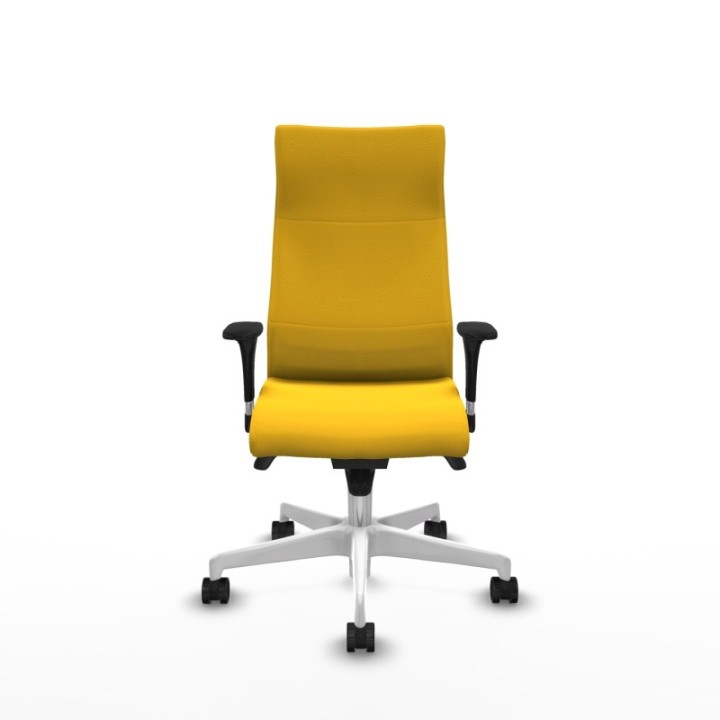 Albacete XL sincro similpiel amarillo brazos 1D base blanca ruedas 65 mm nailon