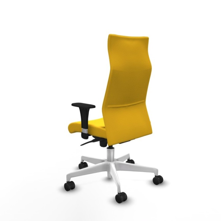 Albacete XL sincro similpiel amarillo brazos 1D base blanca ruedas 65 mm nailon