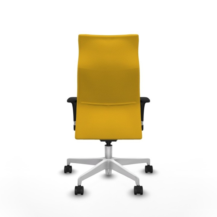 Albacete XL sincro similpiel amarillo brazos 1D base blanca ruedas 65 mm nailon