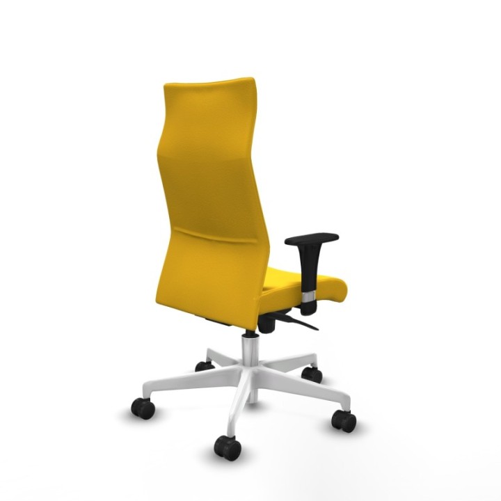 Albacete XL sincro similpiel amarillo brazos 1D base blanca ruedas 65 mm nailon