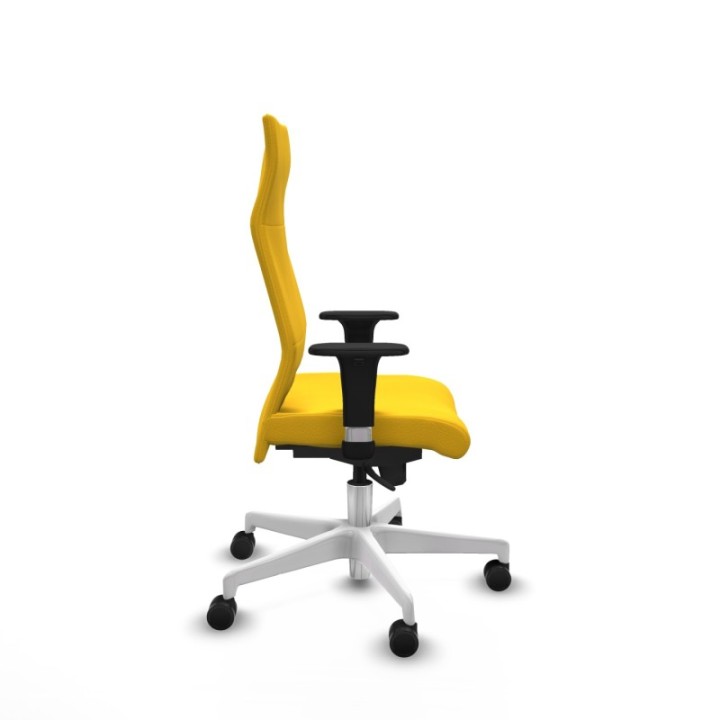 Albacete XL sincro similpiel amarillo brazos 1D base blanca ruedas 65 mm nailon