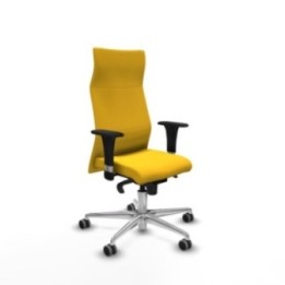 Albacete XL sincro similpiel amarillo brazos 1D base aluminio ruedas 65mm engomadas