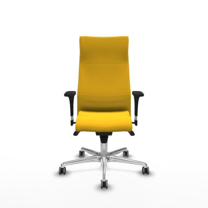 Albacete XL sincro similpiel amarillo brazos 1D base aluminio ruedas 65mm engomadas