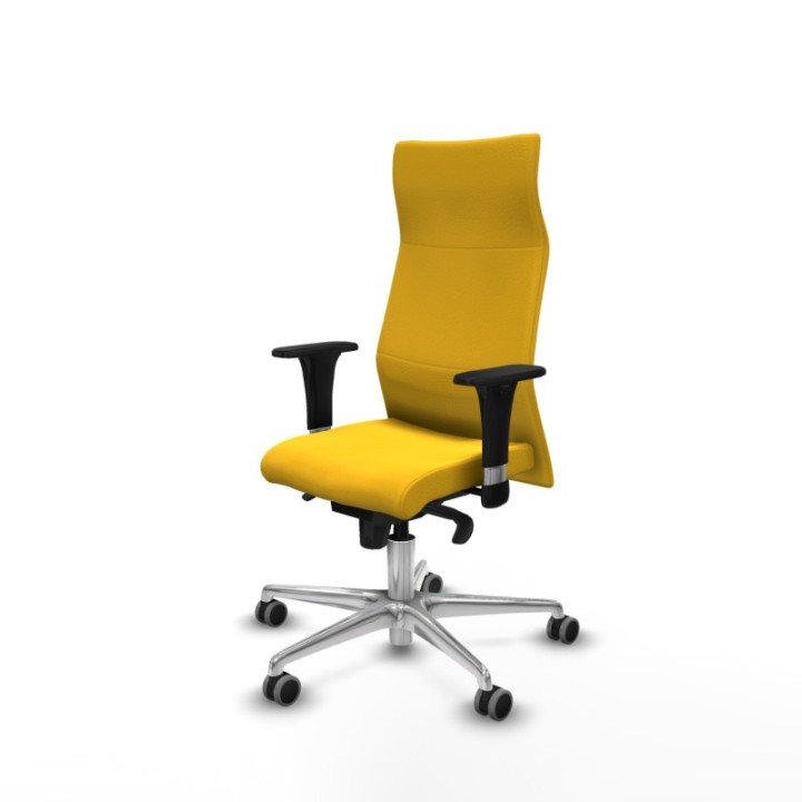 Albacete XL sincro similpiel amarillo brazos 1D base aluminio ruedas 65mm engomadas