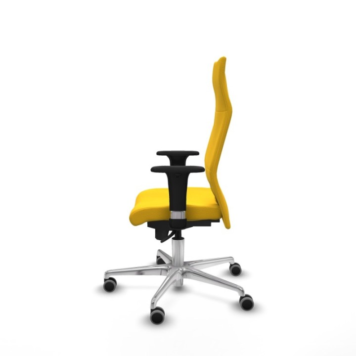 Albacete XL sincro similpiel amarillo brazos 1D base aluminio ruedas 65mm engomadas