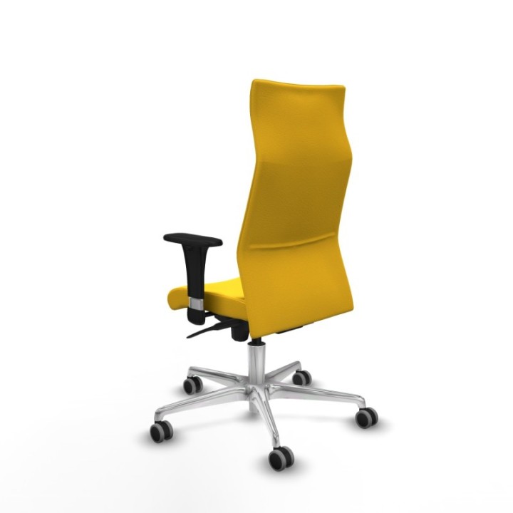 Albacete XL sincro similpiel amarillo brazos 1D base aluminio ruedas 65mm engomadas