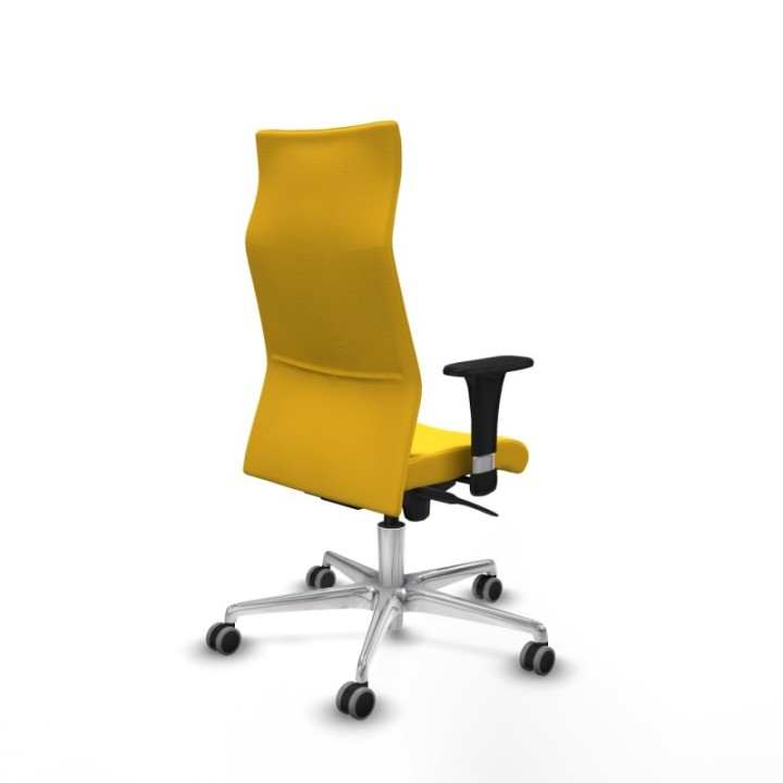 Albacete XL sincro similpiel amarillo brazos 1D base aluminio ruedas 65mm engomadas