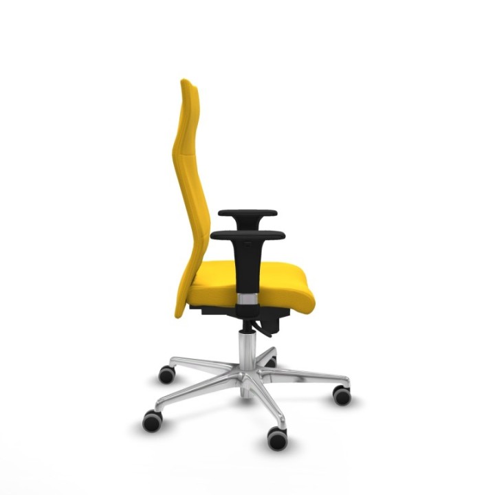 Albacete XL sincro similpiel amarillo brazos 1D base aluminio ruedas 65mm engomadas