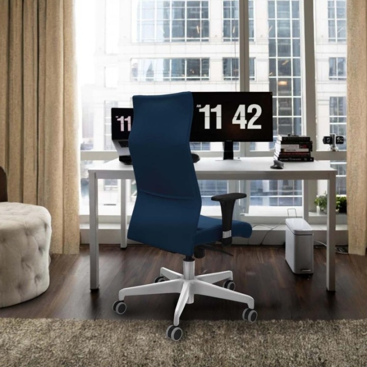 Albacete XL sincro similpiel blanco brazos 1D base blanca ruedas 65mm engomadas