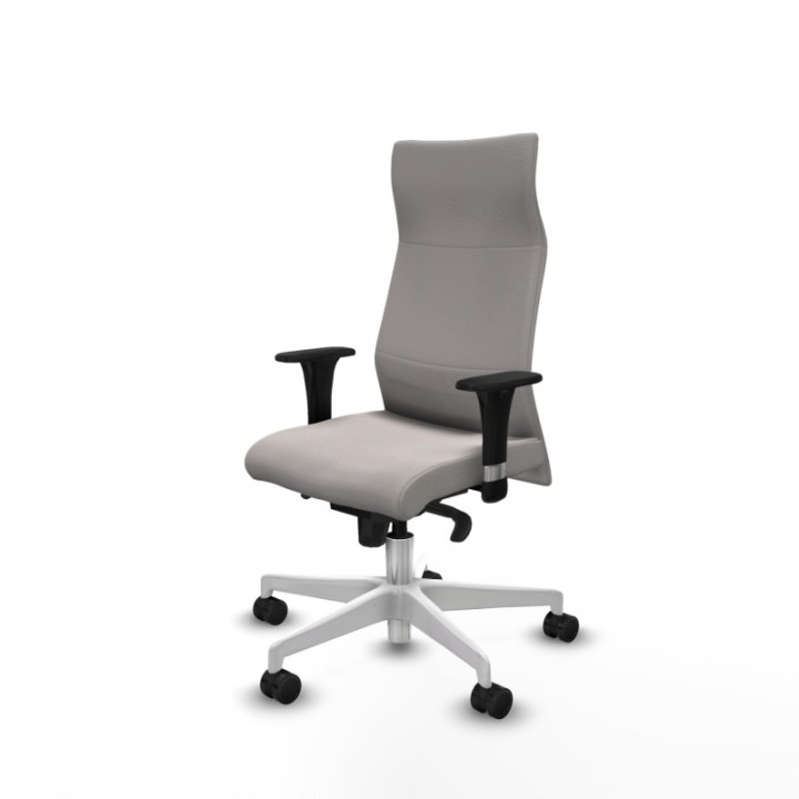 Albacete XL sincro similpiel blanco brazos 1D base blanca ruedas 65 mm nailon