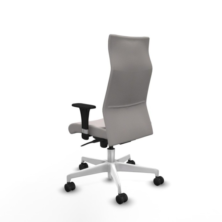 Albacete XL sincro similpiel blanco brazos 1D base blanca ruedas 65 mm nailon