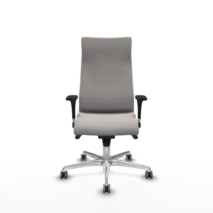 Albacete XL sincro similpiel blanco brazos 1D base aluminio ruedas 65mm engomadas