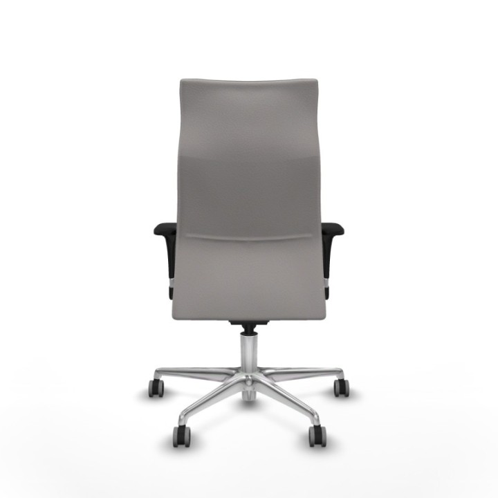 Albacete XL sincro similpiel blanco brazos 1D base aluminio ruedas 65mm engomadas