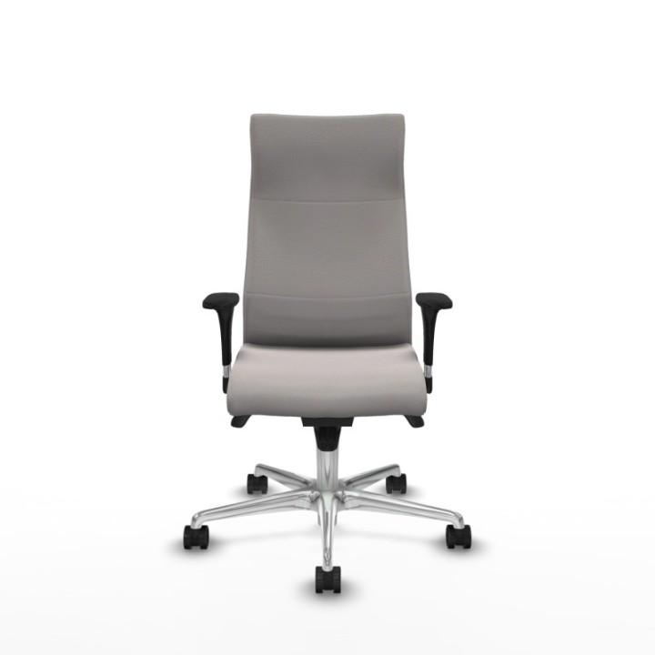 Albacete XL sincro similpiel blanco brazos 1D base aluminio ruedas 65 mm nailon