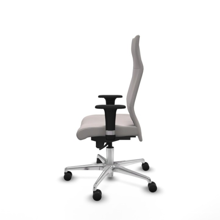 Albacete XL sincro similpiel blanco brazos 1D base aluminio ruedas 65 mm nailon