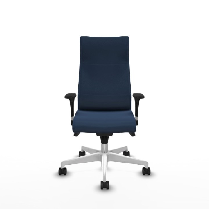 Albacete XL sincro similpiel azul marino brazos 1D base blanca ruedas 65 mm nailon