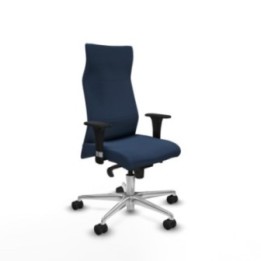 Albacete XL sincro similpiel azul marino brazos 1D base aluminio ruedas 65 mm nailon