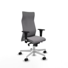 Albacete XL sincro similpiel gris brazos 1D base blanca ruedas 65 mm nailon