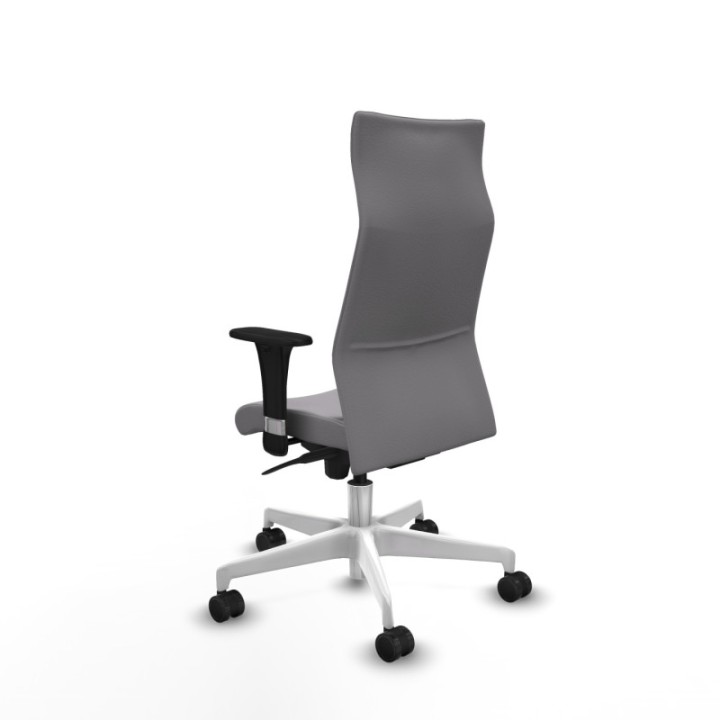 Albacete XL sincro similpiel gris brazos 1D base blanca ruedas 65 mm nailon