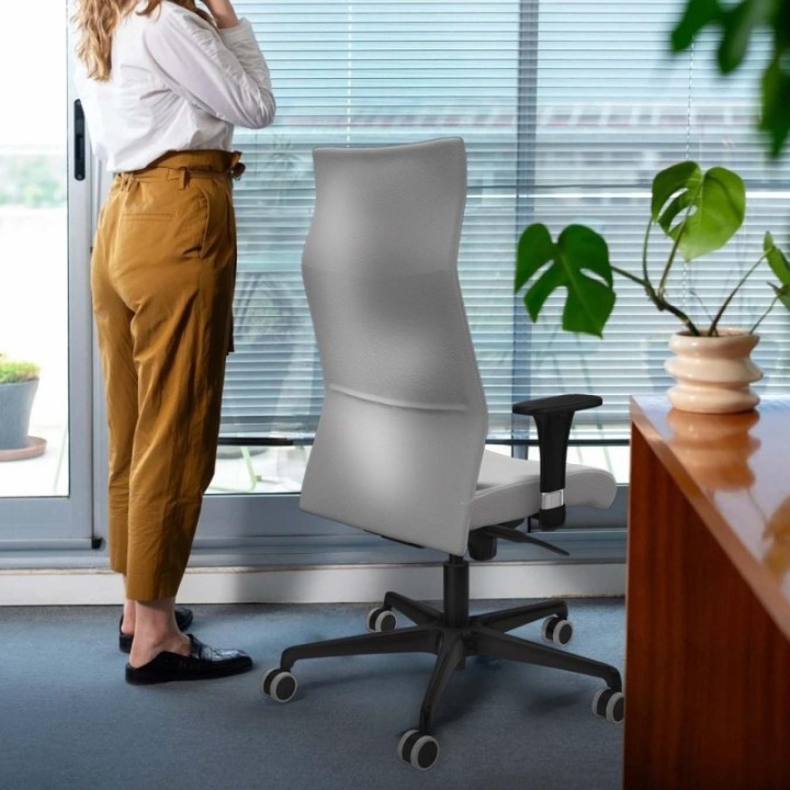 Albacete XL sincro similpiel gris brazos 1D base nailon ruedas 65mm engomadas