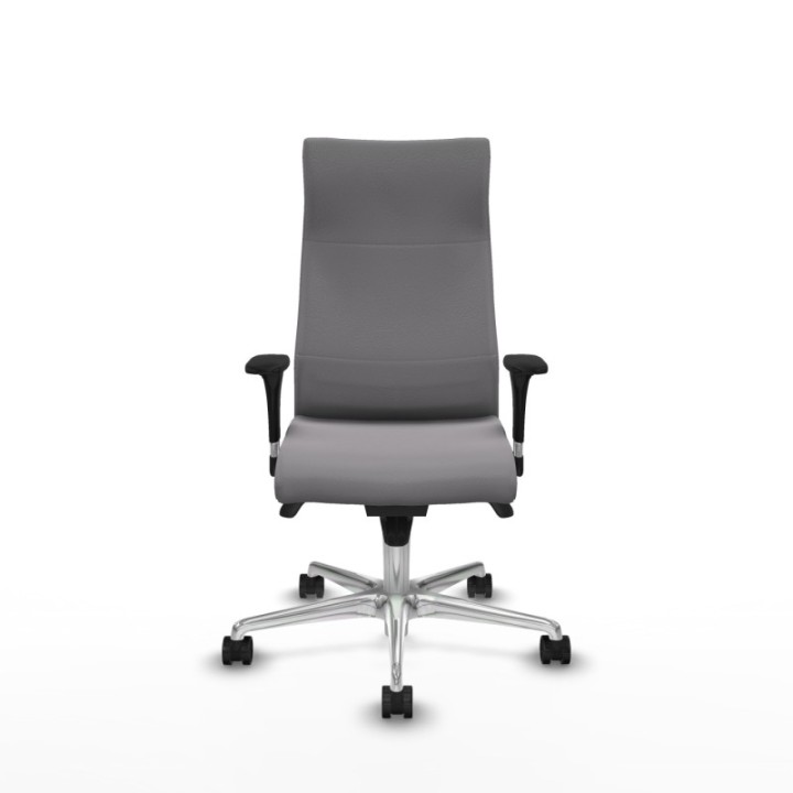 Albacete XL sincro similpiel gris brazos 1D base aluminio ruedas 65 mm nailon