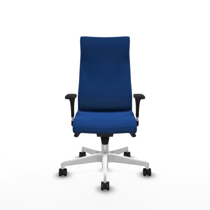 Albacete XL sincro similpiel azul brazos 1D base blanca ruedas 65 mm nailon