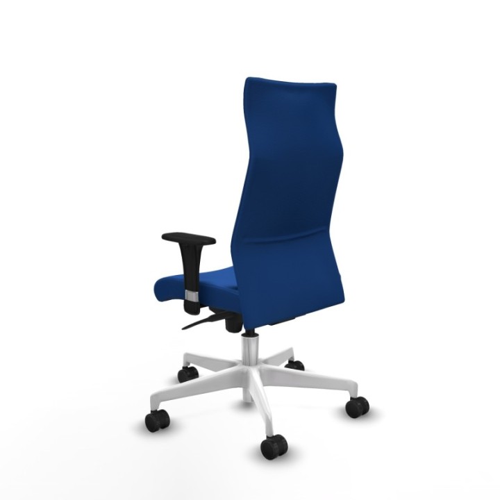 Albacete XL sincro similpiel azul brazos 1D base blanca ruedas 65 mm nailon