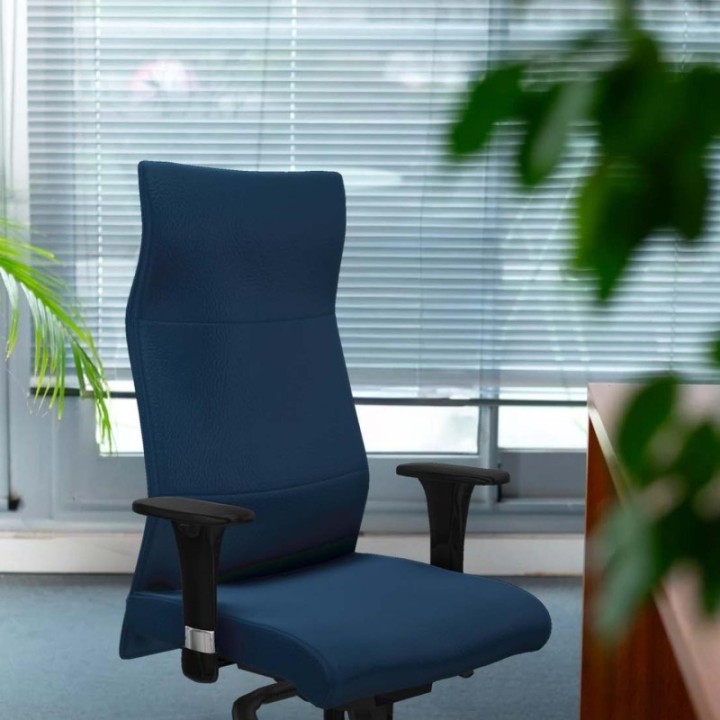 Albacete XL sincro similpiel azul brazos 1D base aluminio ruedas 65mm engomadas