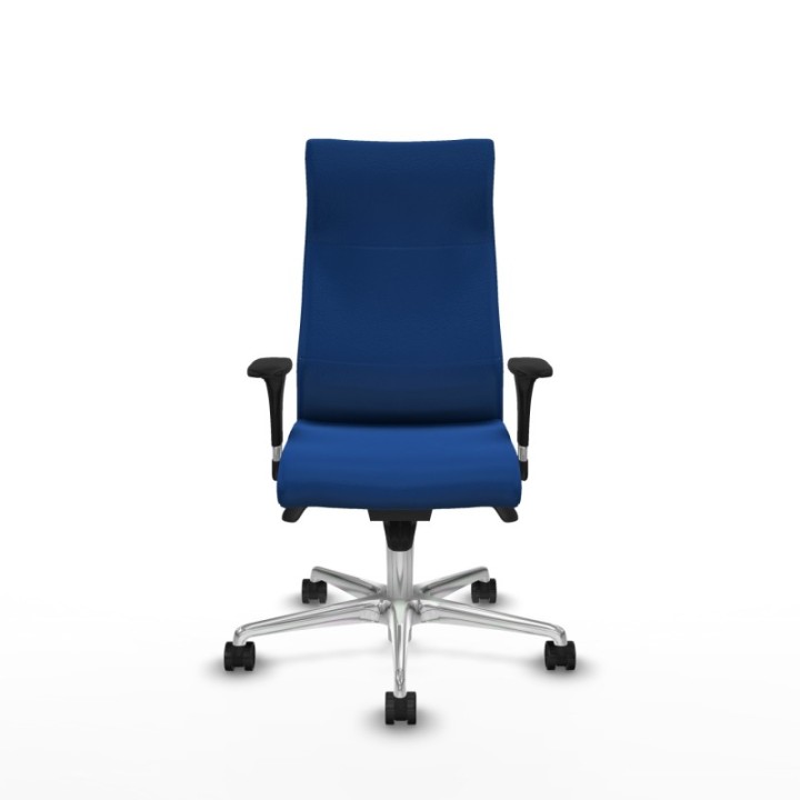 Albacete XL sincro similpiel azul brazos 1D base aluminio ruedas 65 mm nailon