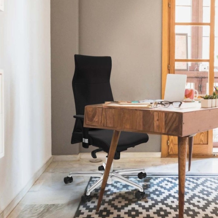 Albacete XL sincro similpiel rosa brazos 1D base aluminio ruedas 65 mm nailon