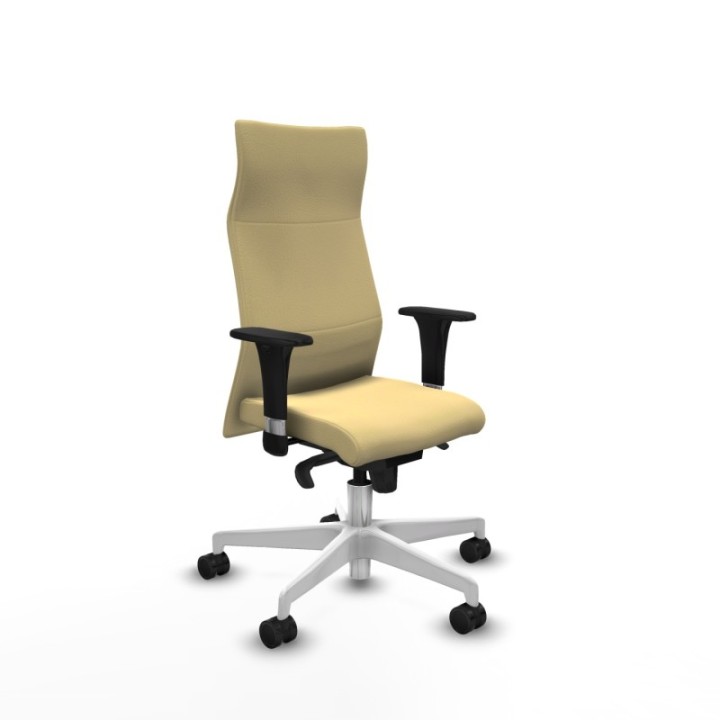 Albacete XL sincro similpiel crema brazos 1D base blanca ruedas 65 mm nailon