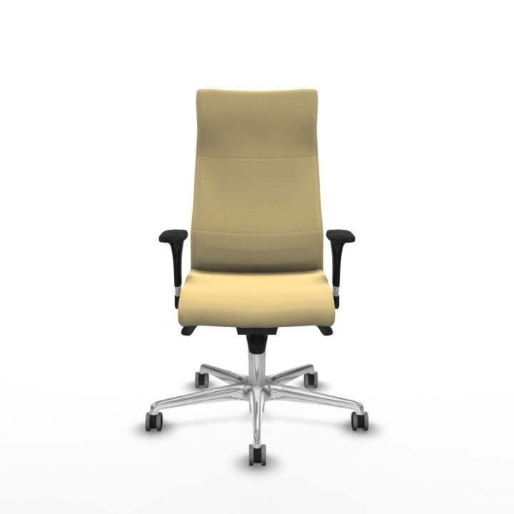 Albacete XL sincro similpiel crema brazos 1D base aluminio ruedas 65mm engomadas