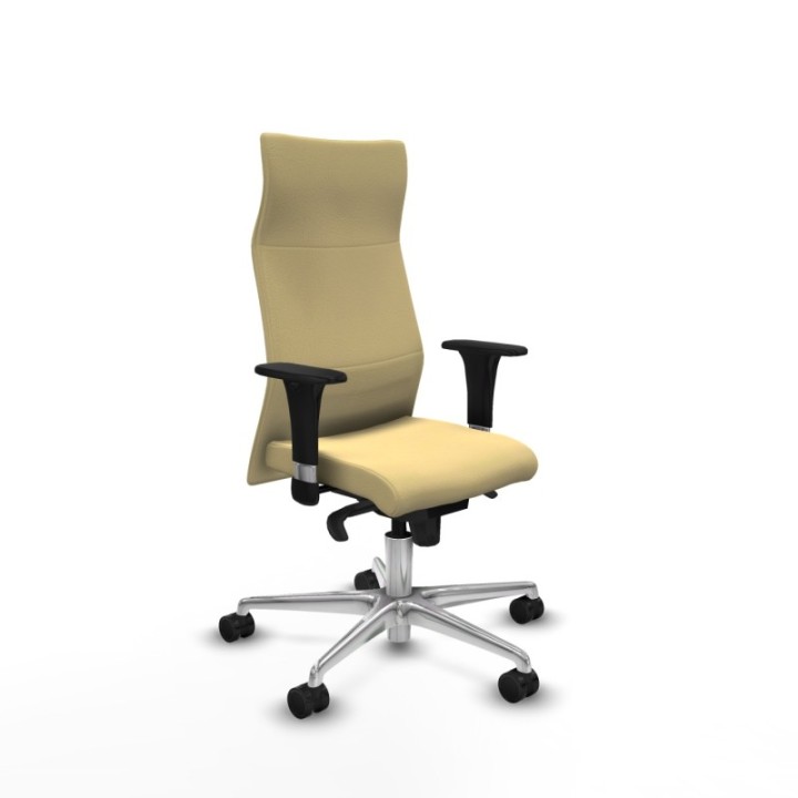 Albacete XL sincro similpiel crema brazos 1D base aluminio ruedas 65 mm nailon