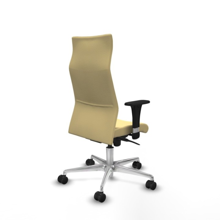 Albacete XL sincro similpiel crema brazos 1D base aluminio ruedas 65 mm nailon